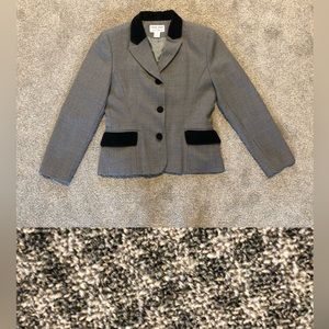 Focus 2000 Classic 100% Wool Blazer 8 Workwear Career Velvet Trim Collar Pockets